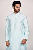 Ice Blue Silk Desi Punjabi Mens Stylish Kurta Pajama - Asian Party Wear