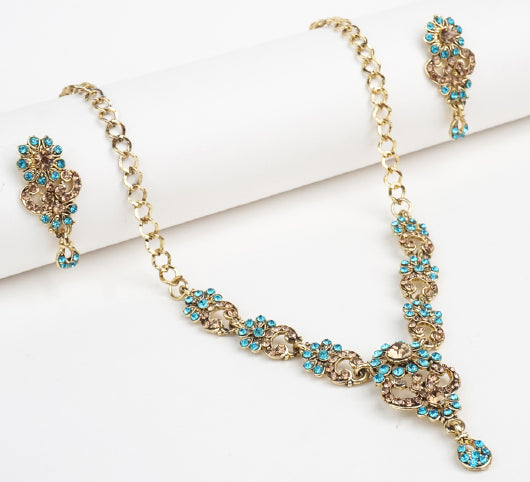 Aqua Gold Indian Party Jewellery Set