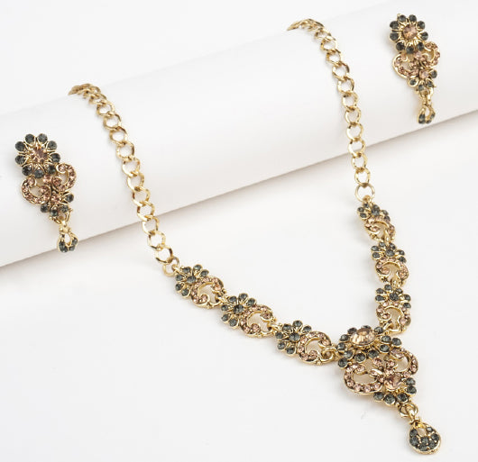 Grey Gold Ethnic Style Jewellery Set