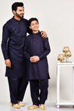 Navy Blue Formal Mens Kurta Shalwar Set - Asian Party Wear