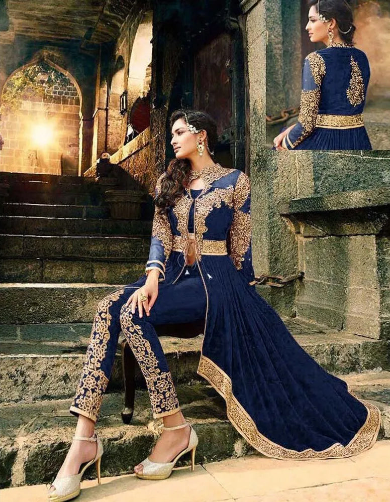 Navy Blue Indian Formal Wedding Dress - Bridal Attire Navy Blue Indian Formal Wedding Dress - Bridal Attire