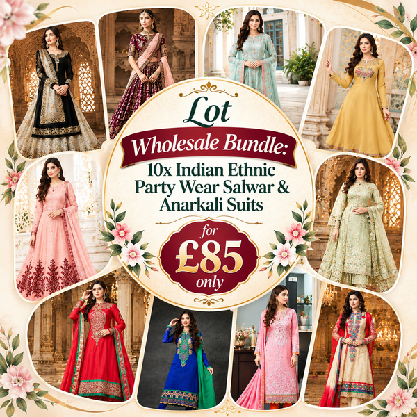 Pack of 10 Indian Party Wear Salwar Suits & Anarkali Dresses Wholesale Bundle