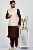 Peach Ethnic Mens Wedding Waistcoat - Asian Party Wear