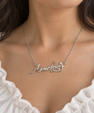 Amelia Silver Plated Customized Flower Necklace