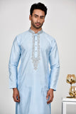 Sky Blue Embroidered Pakistani Mens Kurta Pajama - Asian Party Wear