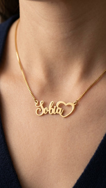 Sobia Personalised Gold Plated Heart Chain Necklace