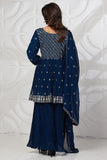 BLUE PEPLUM PARTY DRESS GHARARA SUIT