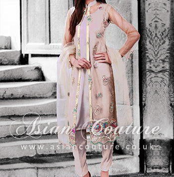 BEIGE CHIFFON READY MADE SALWAR KAMEEZ