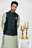 Dark Green Pakistani Mens Fancy Waistcoat - Asian Party Wear