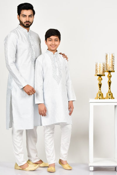 White Indian Designer Kurta Pajama Set - Asian Party Wear