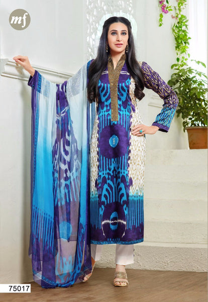 Elegant Blue Printed Pakistani Style Salwar Suit