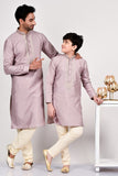 Mauve Readymade Punjabi Men’s Kurta Pajama - Asian Party Wear