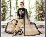Black Cream Two Tone Embroidered Dress