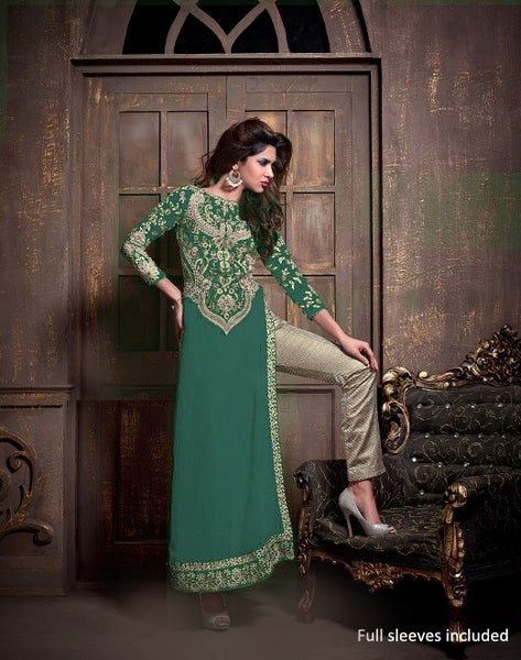 Teal Green Indian Designer Party Wear Suit