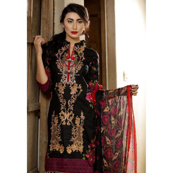 EA-28 BLACK ESHA AISHA SUMMER LAWN EMBROIDERED SALWAR SUIT - Asian Party Wear