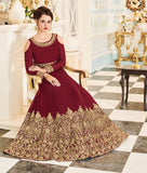 MAROON INDIAN & PAKISTANI BRIDAL WEDDING WEAR ANARKALI SUIT - Asian Party Wear