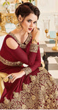 MAROON INDIAN & PAKISTANI BRIDAL WEDDING WEAR ANARKALI SUIT - Asian Party Wear