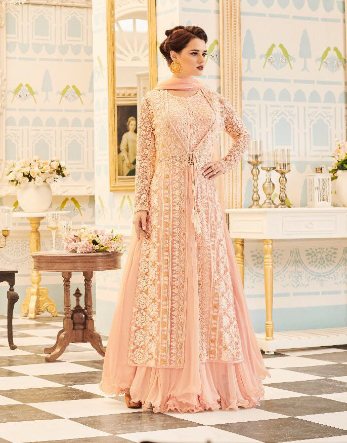 Pakistani Wedding Asian Frock Suits LIGHT PEACH INDIAN & PAKISTANI BRIDAL WEDDING WEAR ANARKALI SUIT Pakistani Wedding Asian Frock Suits LIGHT PEACH INDIAN & PAKISTANI BRIDAL WEDDING WEAR ANARKALI SUIT