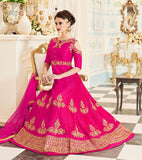 BRIGHT PINK INDIAN & PAKISTANI BRIDAL WEDDING WEAR ANARKALI SUIT - Asian Party Wear