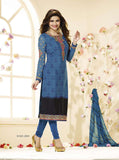 SLK2853 - Snorkel Blue Kaseesh Silkina Royal Crepe 3 Salwar Kameez Suit - Asian Party Wear