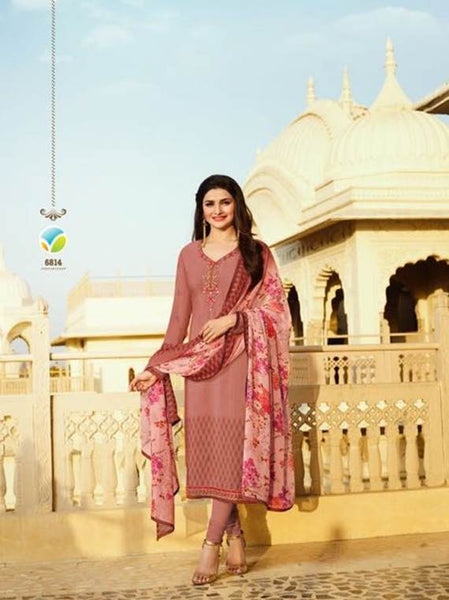 Hot Pink Royal Kaseesh Crepe Silkina Designer Salwar Suit - Asian Party Wear