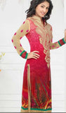 Hot Pink Heena Khan Dress Semi Stitched Churidaar Suit - Asian Party Wear