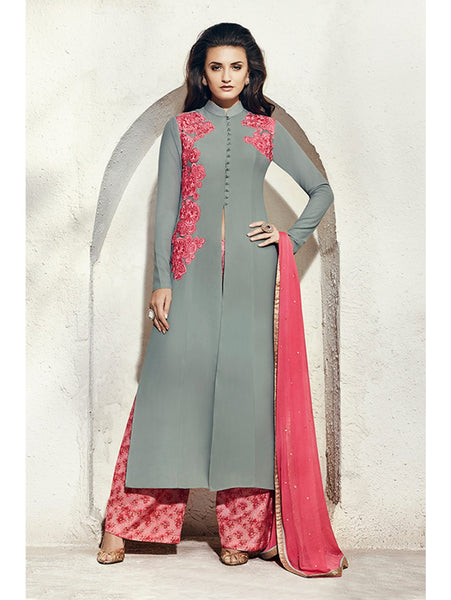 Lilac Grey Party Dress Bridal Salwar Kameez - Asian Party Wear