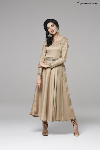 MOUSE CREPE SILK FLARED CIRCULAR STYLE READY MADE DRESS - Asian Party Wear