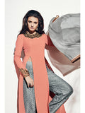 Peach & Grey Indian Designer Party Wear Salwar Suit - Asian Party Wear