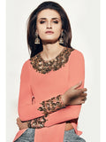 Peach & Grey Indian Designer Party Wear Salwar Suit - Asian Party Wear