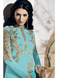 Sky Blue Fancy Dress Indian Designer Wedding Salwar Suit - Asian Party Wear