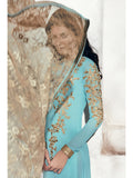 Sky Blue Fancy Dress Indian Designer Wedding Salwar Suit - Asian Party Wear