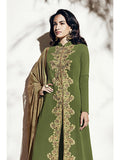 Olive Green Pakistani Wedding Dress Desi Salwar Suit - Asian Party Wear