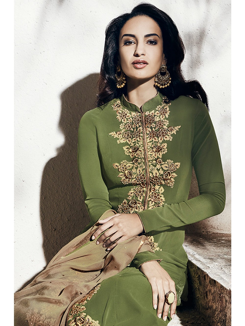 Olive Green Pakistani Wedding Dress Desi Salwar Suit Olive Green Pakistani Wedding Dress Desi Salwar Suit
