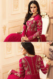 SA-101 RED SAJJAN ALAAMIN PUNJABI STYLE ANARKALI OUTFIT - Asian Party Wear