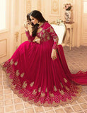 SA-101 RED SAJJAN ALAAMIN PUNJABI STYLE ANARKALI OUTFIT - Asian Party Wear