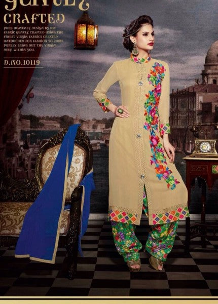 Beige Indian Casual Salwar Suit - Asian Party Wear