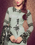 Grey Embroidered Salwar Kameez Indian Formal Suit - Asian Party Wear