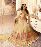 SA-102 YELLOW SAJJAN ALAAMIN PUNJABI STYLE ANARKALI OUTFIT - Asian Party Wear