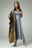 SILVER INDIAN ETHNIC PARTY WEAR SALWAR KAMEEZ WITH BANARSI DUPATTA - Asian Party Wear