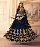 SA-103 NAVY BLUE SAJJAN ALAAMIN PUNJABI STYLE ANARKALI OUTFIT - Asian Party Wear