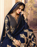 SA-103 NAVY BLUE SAJJAN ALAAMIN PUNJABI STYLE ANARKALI OUTFIT - Asian Party Wear