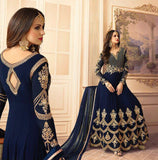 SA-103 NAVY BLUE SAJJAN ALAAMIN PUNJABI STYLE ANARKALI OUTFIT - Asian Party Wear