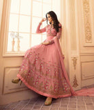 SA-104 PINK SAJJAN ALAAMIN PUNJABI STYLE ANARKALI OUTFIT - Asian Party Wear