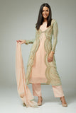 PERFECT EMBROIDERED PISTA PEACH JACKET STYLE PARTY WEAR READY MADE SUIT - Asian Party Wear