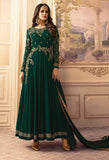 SA-105 GREEN SAJJAN ALAAMIN PUNJABI STYLE ANARKALI OUTFIT - Asian Party Wear