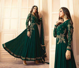 SA-105 GREEN SAJJAN ALAAMIN PUNJABI STYLE ANARKALI OUTFIT - Asian Party Wear