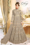 GREY INDIAN & PAKISTANI WEDDING WEAR ANARKALI SUIT - Asian Party Wear