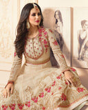 SA-106 BEIGE SAJJAN ALAAMIN PUNJABI STYLE ANARKALI OUTFIT - Asian Party Wear