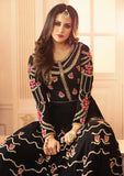 SA-107 BLACK SAJJAN ALAAMIN PUNJABI STYLE ANARKALI OUTFIT - Asian Party Wear